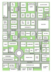 English Worksheet: My Town - a map of an imaginary town