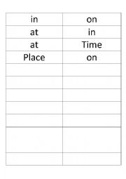 English Worksheet: Prepositions at/on/in