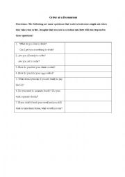 English Worksheet: order food 