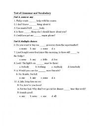 English Worksheet: Grammar and Vocabulary