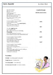 English Worksheet: Youre beautiful by James Blunt
