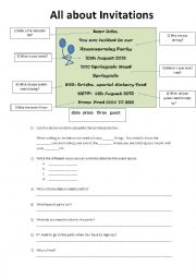 English Worksheet: All about invitations