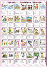 English Worksheet: Verbs - Multiple choice * with 35 pics * with key