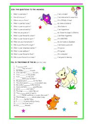 English Worksheet: Personal Questions and Verb To Be