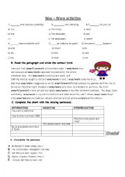 English Worksheet: Was Were activities