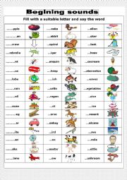 English Worksheet: Beginning sounds