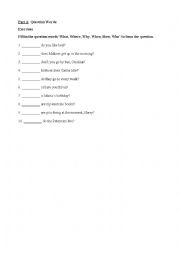 English Worksheet: WH-Questions or question words