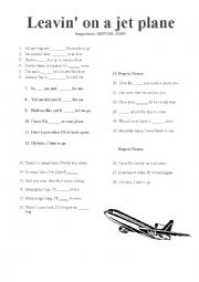 English Worksheet: Leaving on a jet plane