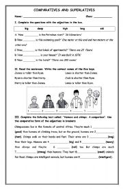 English Worksheet: Comparatives and Superlatives