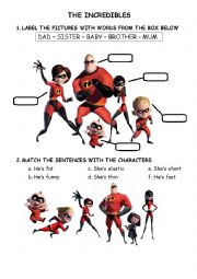 English Worksheet: THE INCREDIBLES