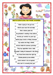 English Worksheet: WRITING QUESTIONS
