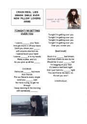 English Worksheet: Tonight im getting over you - Carly Rae Jepsen