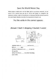 English Worksheet: Save the water, save the planet.