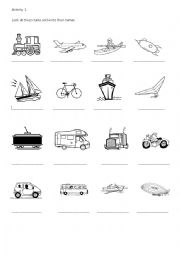 English Worksheet: means of transportation