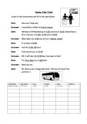 English Worksheet: Buying a busticket