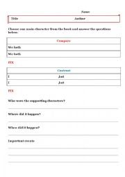 English Worksheet: Compare and Contrast 