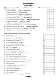 English Worksheet: tag questions