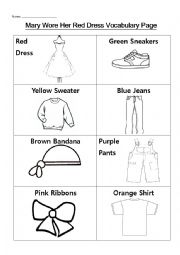 English Worksheet: Mary Wore Her Red Dress Vocabulary