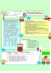 English Worksheet: Personal Experiences