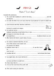 English Worksheet: DRACULA OXFORD BOOKWORMS LIBRARY STAGE 2 - CHAPTER 2