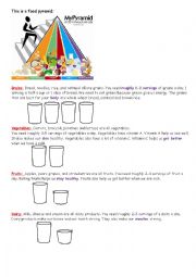 Food pyramid reading with question