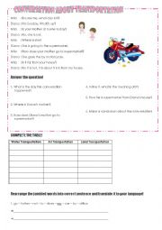 English Worksheet: CONVERSATION: About Transportation