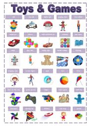 English Worksheet: Toys & Games Pictionary