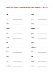 English Worksheet: Regular and irregular verbs