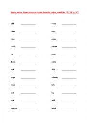 English Worksheet: Regular and irregular verbs