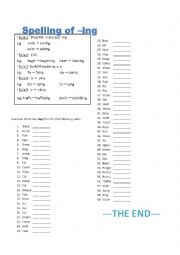 English Worksheet: Present continuous_spelling V-ing