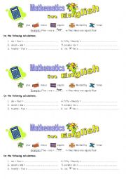 English Worksheet: Mathematics in English!