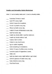 Healthy and Unhealthy checklist