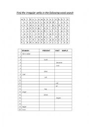 English Worksheet: IRREGULAR VERBS WORDSEARCH