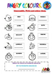 English Worksheet: Angry colours