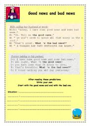 English Worksheet: good news and bad news