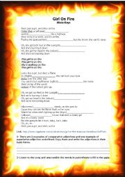 English Worksheet: Girl on Fire - Alicia Keys