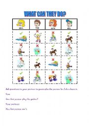 English Worksheet: GUESS WHO? CAN / CANT