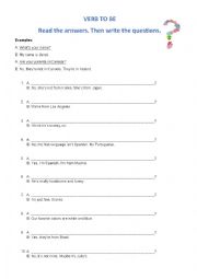 English Worksheet: Verb To Be - Writing Questions