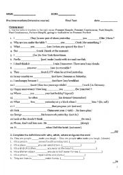 English Worksheet: Final Test Pre-Intermediate level (intensive course)