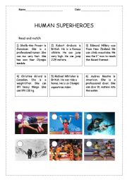 English Worksheet: Human superheroes