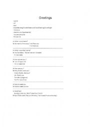 English Worksheet: GREETINGS
