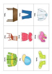 English Worksheet: Clothing Preposition Activity 1/3