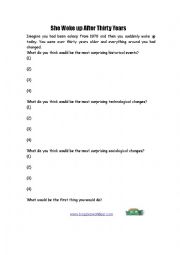 English Worksheet: Imagine You Slept for Thirty Years