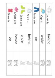 Clothing Preposition Activity 2/3