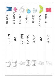 Clothing Preposition Activity 3/3