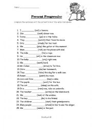 Present Progressive Worksheet