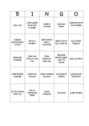 English Worksheet: simple BINGO game 