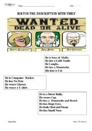 English Worksheet: describing people