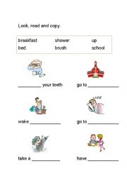 English Worksheet: daily routine activities complete the phrases