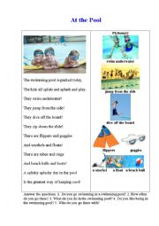 English Worksheet: AT THE POOOL